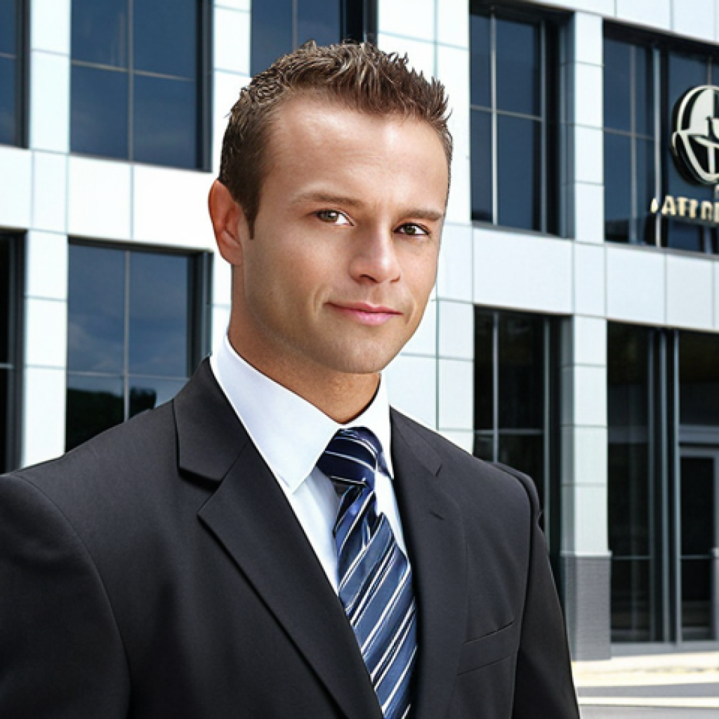 **Image Prompt:** A confident lawyer, specializing in a chosen field (e.g., family law, business law), standing in front of a modern office building with a subtle logo. Focus on professionalism and approachability.