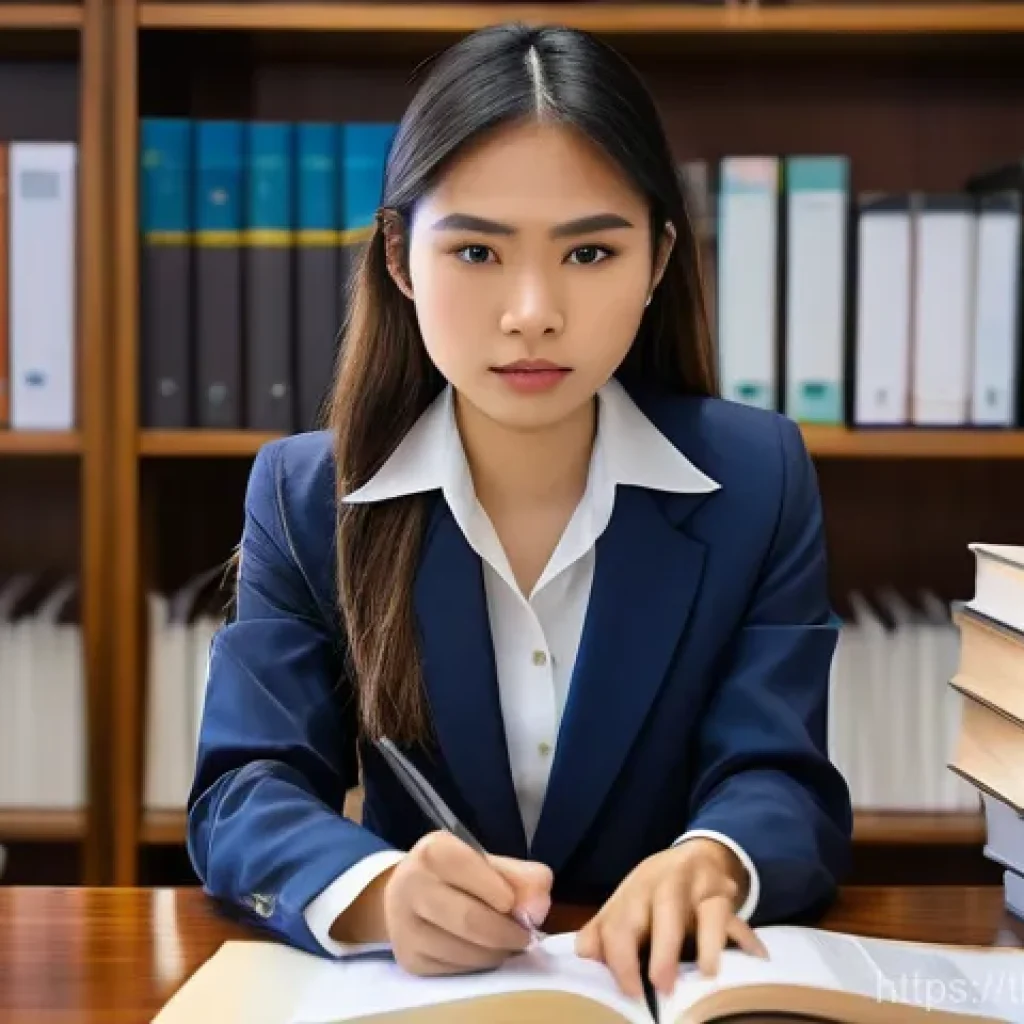 법무사 자격증 난이도 평가 - **Prompt:** A young, determined Thai law student, wearing smart casual attire like a collared shirt ...