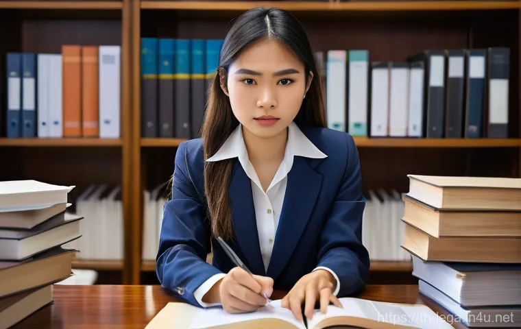 법무사 자격증 난이도 평가 - **Prompt:** A young, determined Thai law student, wearing smart casual attire like a collared shirt ...