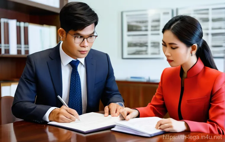법무사 초보 실무 가이드 - **Prompt 1: Diligent Thai Legal Assistant at Work**
    A highly detailed, realistic image of a prof...
