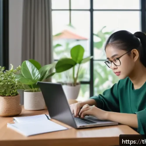 Home 30 법무사 자격증을 위한 인터넷 강의 추천 - A young Thai adult student studying at home in a modern room with traditional Thai decorations, atte...